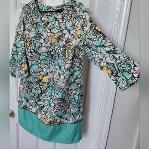 The Limited Blue and Black V-Neck DRESS with 3/4 Sleeves